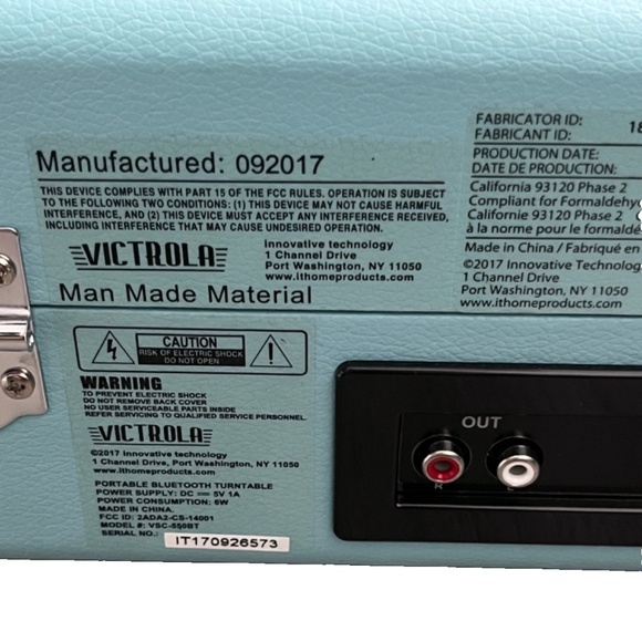 (NOB) Victrola Portable Bluetooth Record Player Turntable W/Built Speakers Blue - Picture 15 of 16